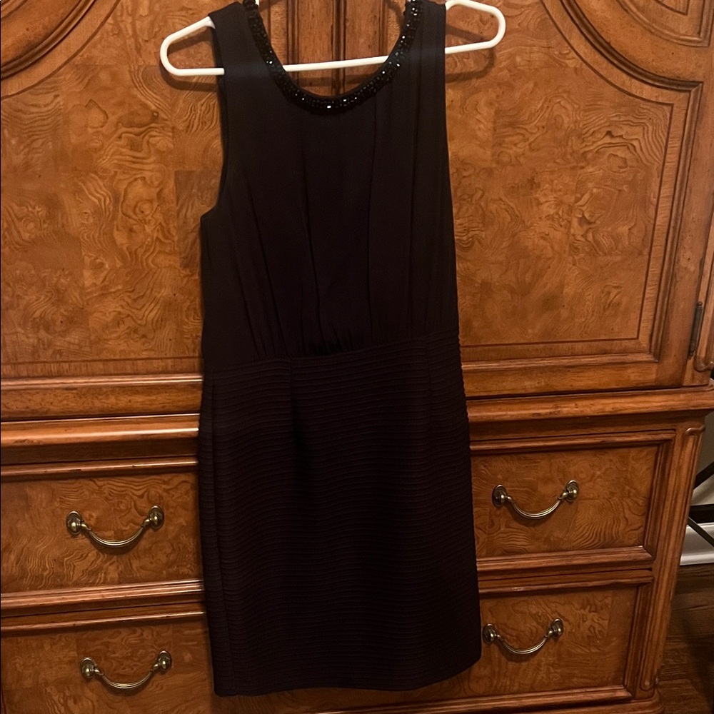 Laundry By Shelli Segal Black Mini Dress with Beaded Neckline